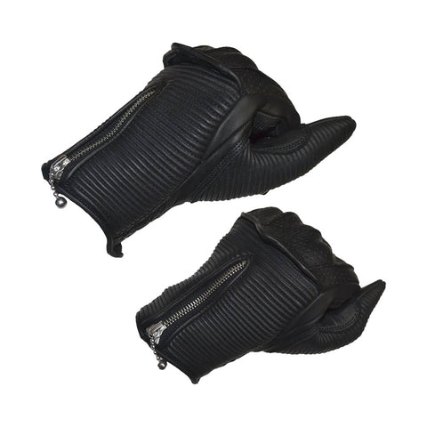 Motorbike Riding Gloves for Men Premium Black Zipper Motorbike Gloves