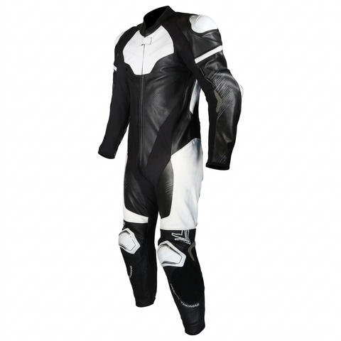 Men’s Premium Black & White Motorcycle Racing Suit