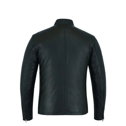 Men’s Minimalist Black Leather Racer Jacket
