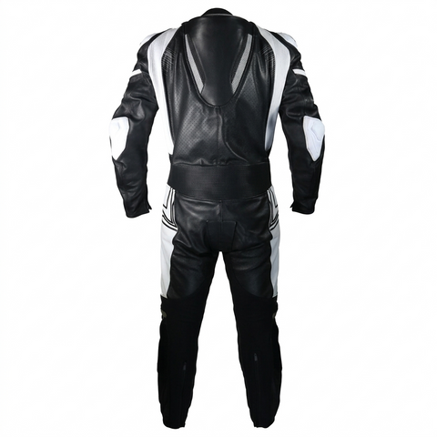 Men’s Premium Black & White Motorcycle Racing Suit
