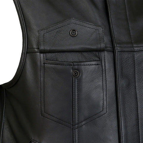 Classic Black Genuine Leather Vest