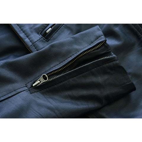 Men’s Minimalist Black Leather Racer Jacket