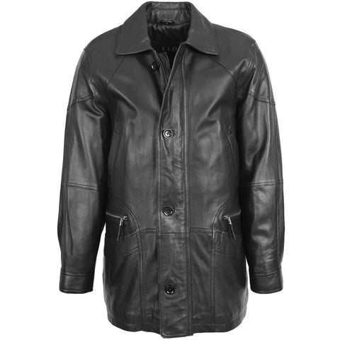 Men's Classic Leather Winter Coat Black Leather coat