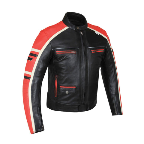 Men’s Black & Red Motorbike Leather Jacket