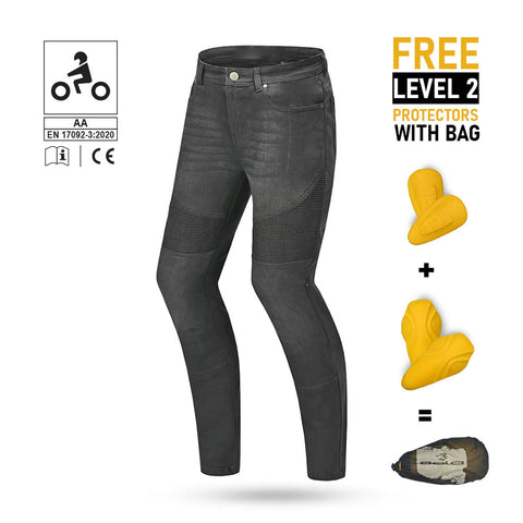 ’s Vintage Black Kevlar Motorcycle Jeans