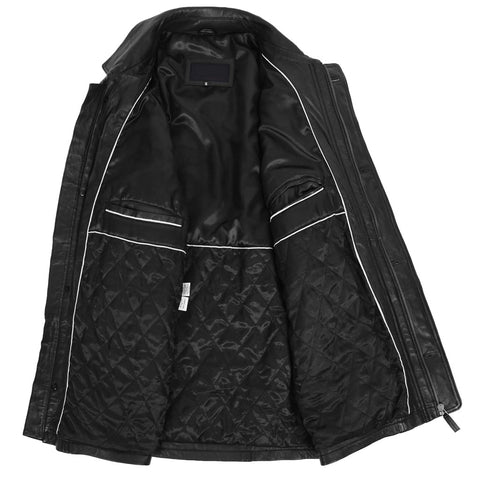 Men's Classic Leather Winter Coat Black Leather coat