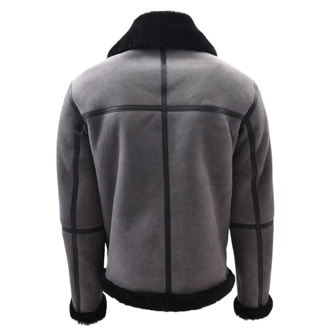Men’s Grey Shearling Aviator Jacket