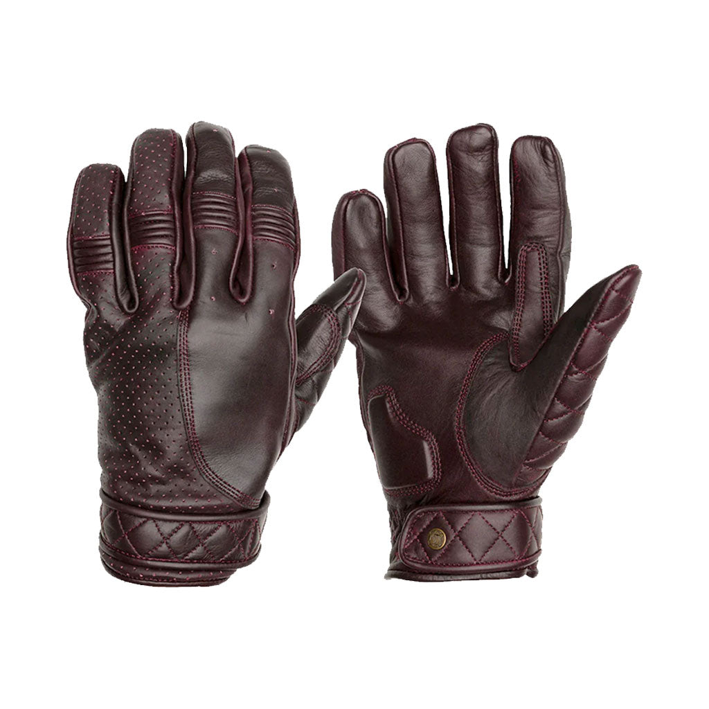 Vintage Burgundy Motorbike Leather Gloves