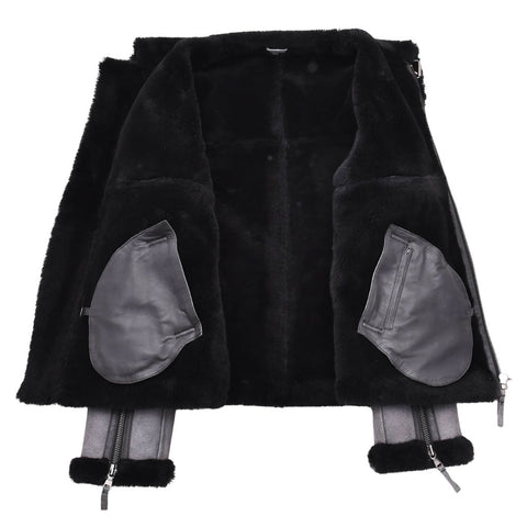 Men’s Grey Shearling Aviator Jacket