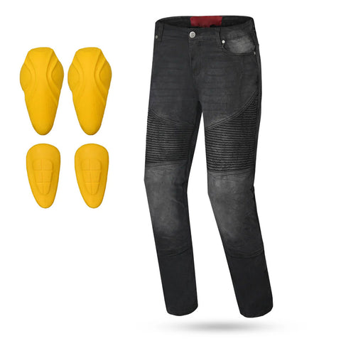 ’s Vintage Black Kevlar Motorcycle Jeans