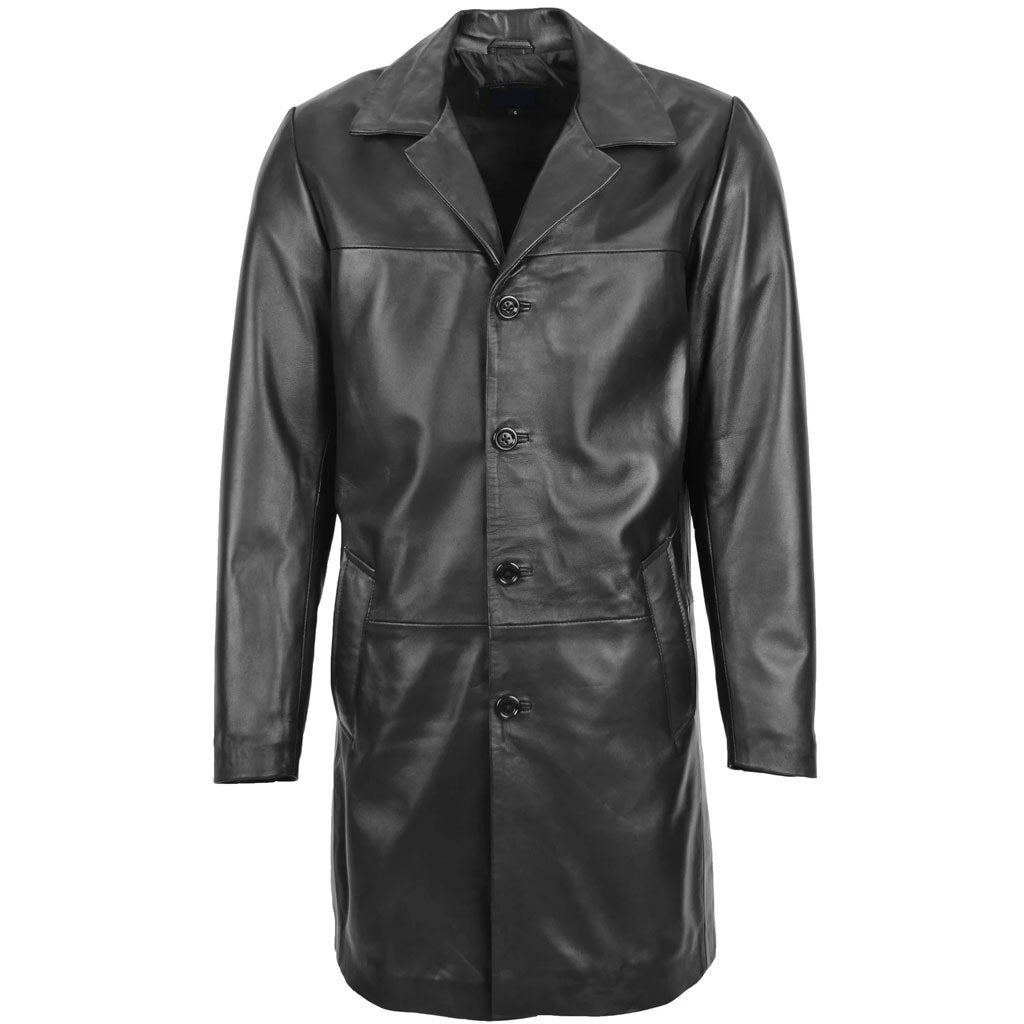 Men's Leather Long Coat Jimmy Black Leather Coat