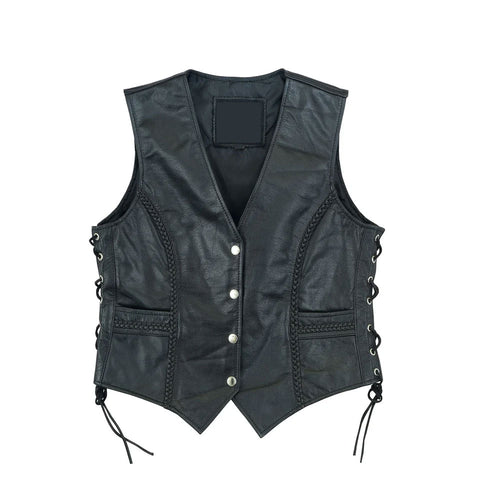 Black Classic Biker Leather Vest