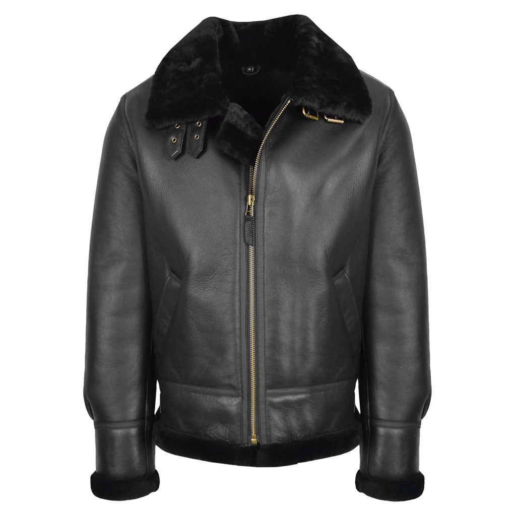 Men’s Black Shearling Aviator Jacket