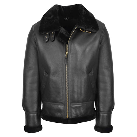 Men’s Black Shearling Aviator Jacket