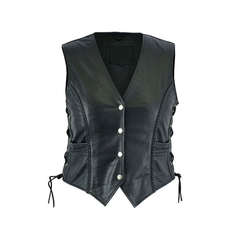 Black Classic Biker Leather Vest