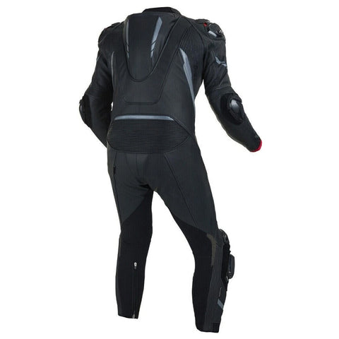Men’s Stealth Black Leather Motorcycle Racing Suit