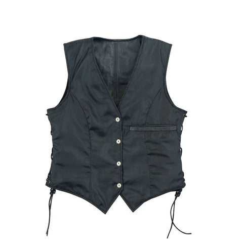 Black Classic Biker Leather Vest