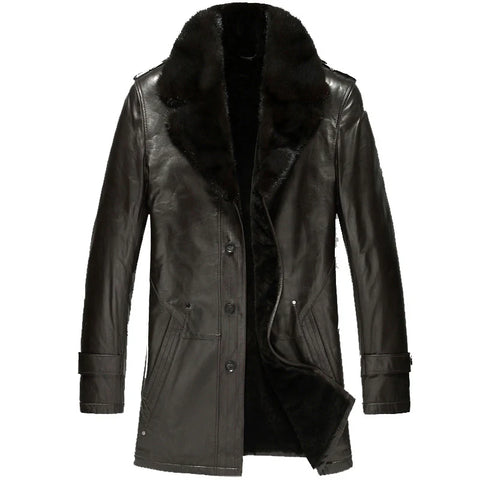 Men's Shearling Sheepskin Coat Winter Fur Lined Sheepskin Coat