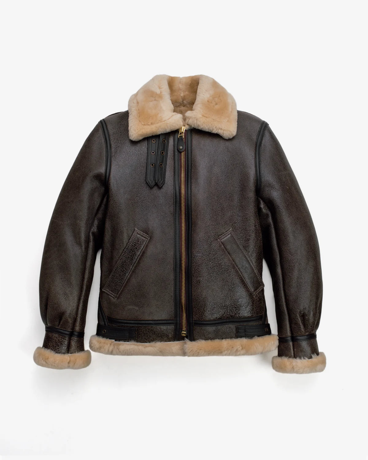 Men’s Brown Shearling Leather Bomber Jacket