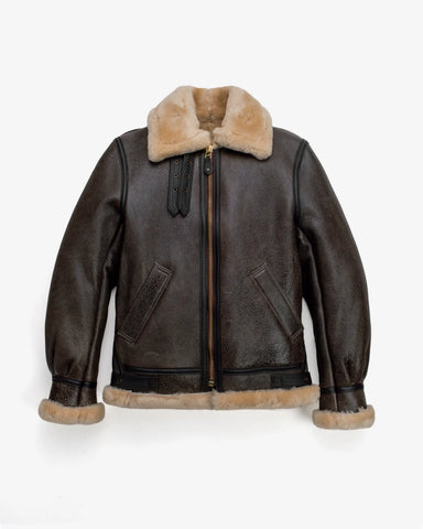 Men’s Brown Shearling Leather Bomber Jacket