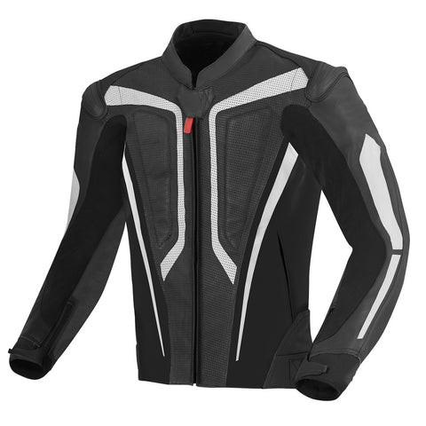 Premium Black & White Perforated Motorbike Leather Jacket