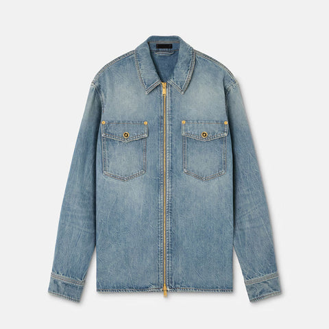 Men’s Light Wash Denim Zip Over shirt