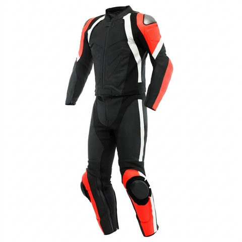 Men’s Racing Leather Motorcycle Suit – Black/Red
