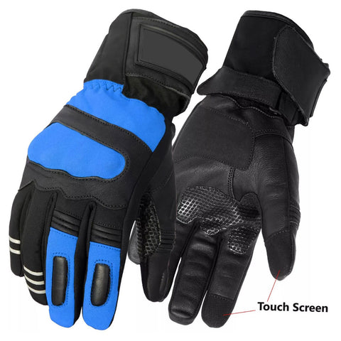 Mobile Touch Blue & Black Motorbike Leather Gloves
