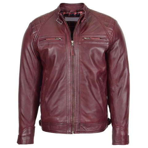 Men’s Dark Red Biker Leather Jacket