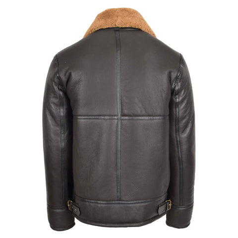 Men’s Brown Sheepskin Top Gun Style Shearling Aviator Leather Jacket