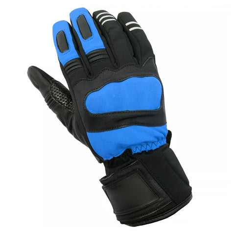 Mobile Touch Blue & Black Motorbike Leather Gloves