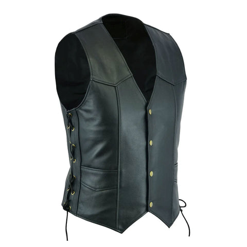 Men’s Classic Side Laces Biker Leather Vest