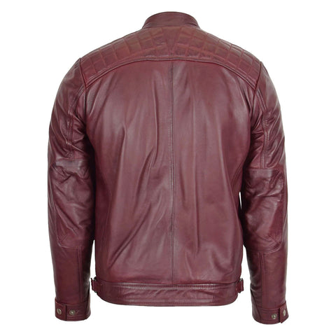 Men’s Dark Red Biker Leather Jacket