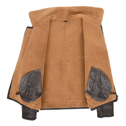 Men’s Brown Sheepskin Top Gun Style Shearling Aviator Leather Jacket