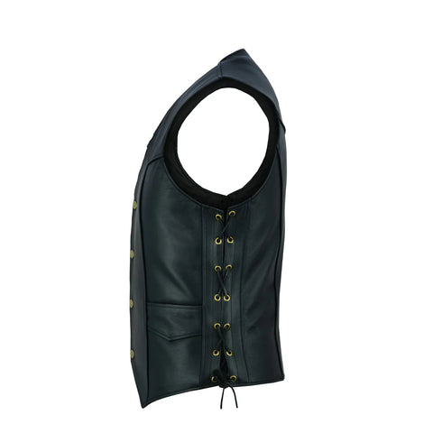 Men’s Classic Side Laces Biker Leather Vest