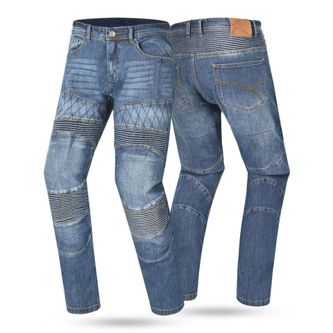 Men’s Kevlar Motorcycle Jeans – Vintage Blue Protective Biker Denim