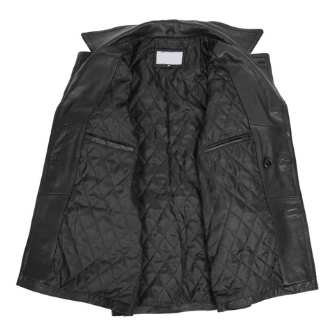 Men's Leather Hoodie Style Long Black Leather Coat
