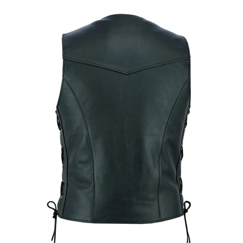 Men’s Classic Side Laces Biker Leather Vest