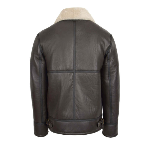 Men’s Sheepskin Brown White Shearling Aviator Leather Jacket