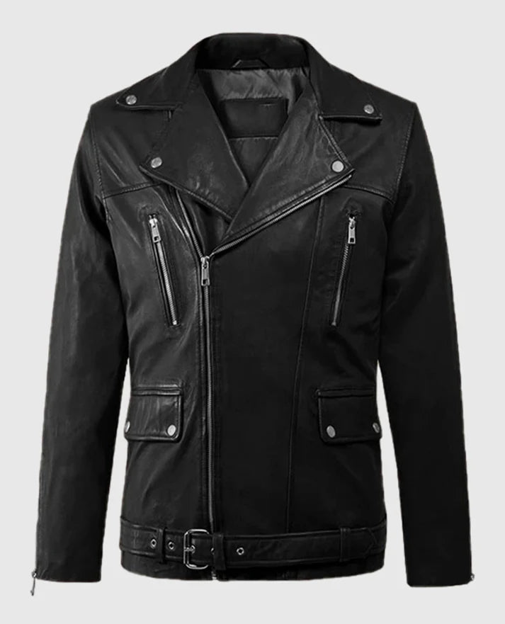 Men’s Black Classic Asymmetrical Leather Jacket