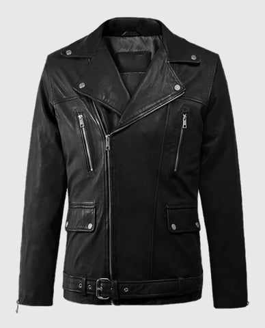 Men’s Black Classic Asymmetrical Leather Jacket