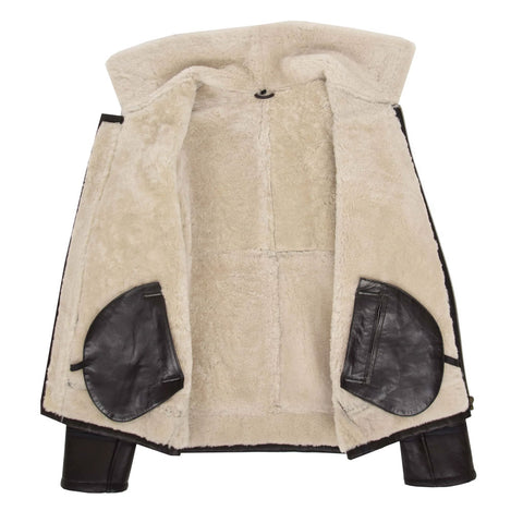 Men’s Sheepskin Brown White Shearling Aviator Leather Jacket