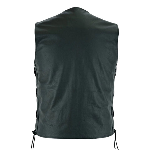 Men Side Laces Premium Leather Biker Vest