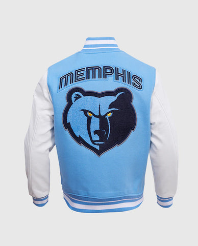 NBA Memphis Grizzlies Sky Blue Men's Rib Wool Varsity Jacket