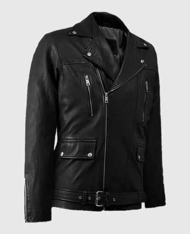 Men’s Black Classic Asymmetrical Leather Jacket