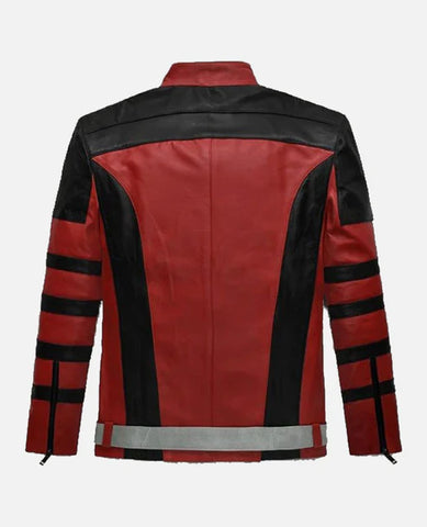 Men’s Red & Black Racing Style Leather Jacket