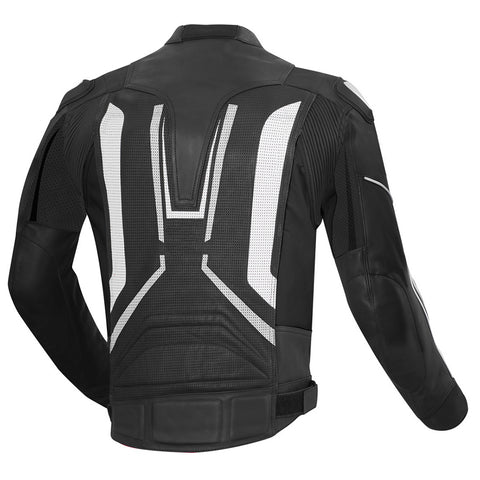 Premium Black & White Perforated Motorbike Leather Jacket