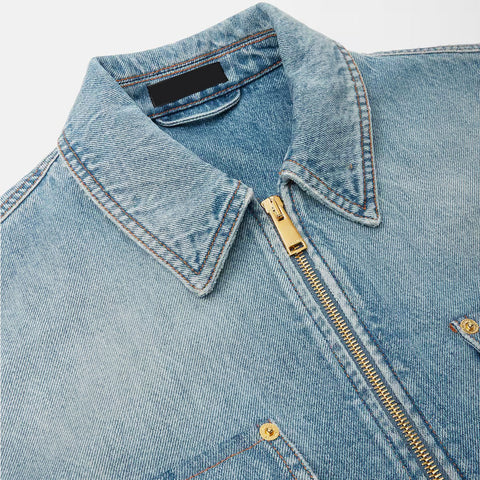 Men’s Light Wash Denim Zip Over shirt