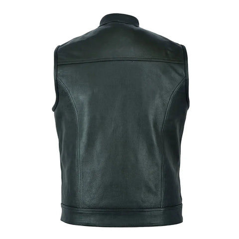 Men’s Black Leather Biker Vest