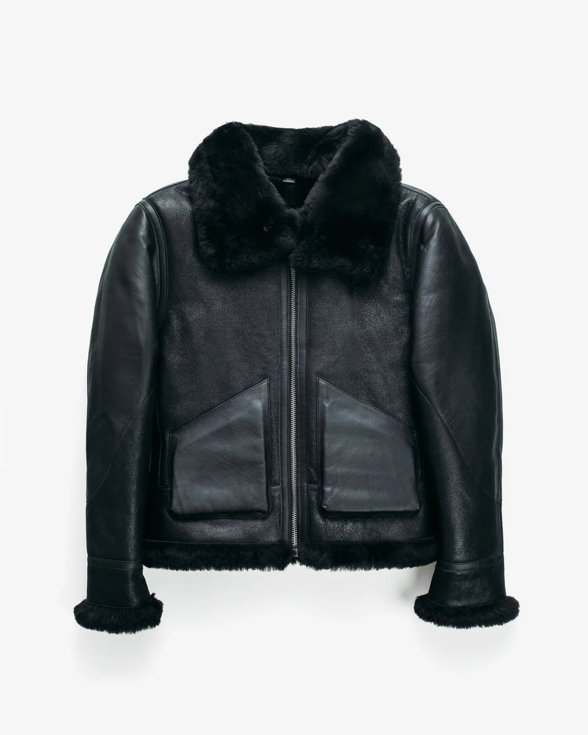 Men’s Black Leather Bomber Jacket